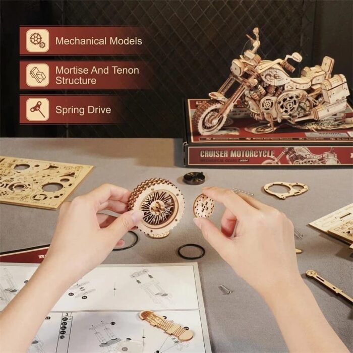 Robotime Rokr Cruiser Motorcycle DIY Wooden Model 420 Pcs Building Block Kits Funny Toys Gifts For Children Adults - Image 3