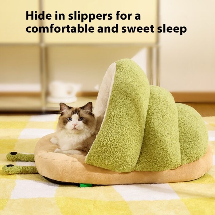 Warm Cat Semi-closed Snail Slippers Nest Pet - Image 4