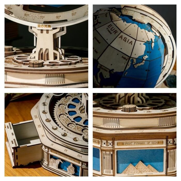 Robotime Globe Earth 567pcs 3D Wooden Puzzle Games Ocean Map Ball Assemble Model Toys Xms Gift for Children Boys - Image 5