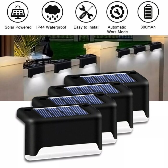 4 Solar LED Bright Deck Lights Outdoor Garden Patio Railing Decks Path Lighting Outdoor Garden Light Deck Lamp Solar Stairs Light - Image 2