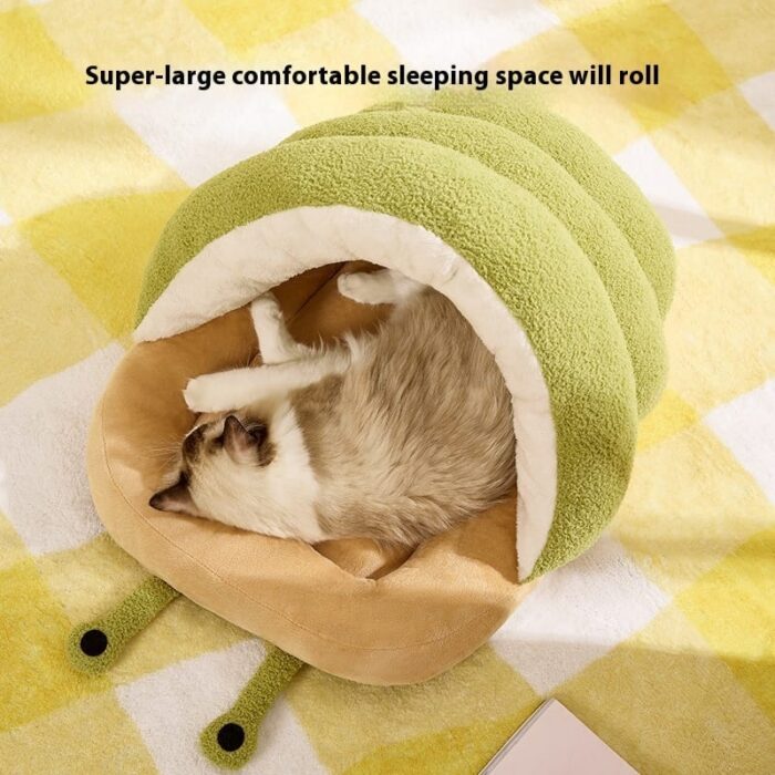 Warm Cat Semi-closed Snail Slippers Nest Pet - Image 3