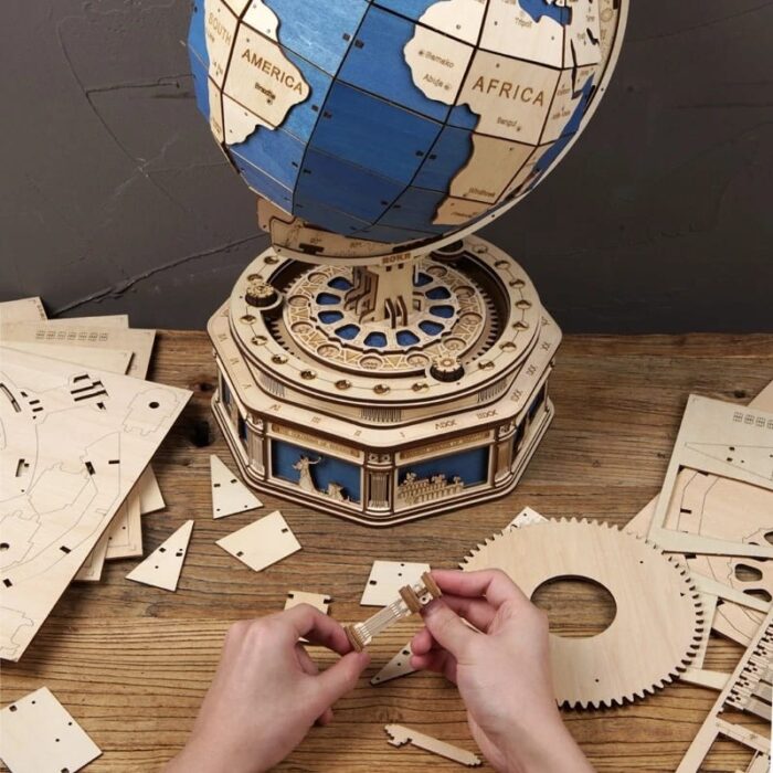 Robotime Globe Earth 567pcs 3D Wooden Puzzle Games Ocean Map Ball Assemble Model Toys Xms Gift for Children Boys - Image 4