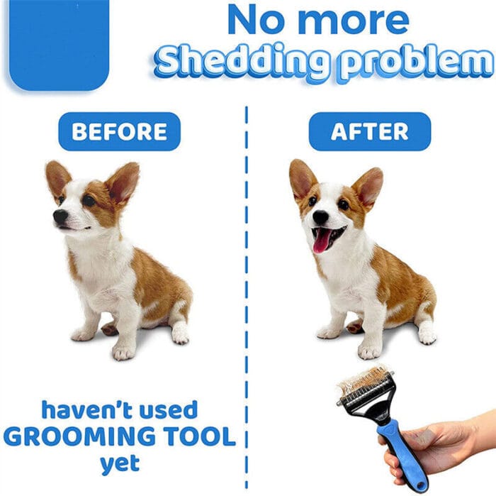 Grooming Brush For Pet Dog Cat Deshedding Tool Rake Comb Fur Remover - Image 5