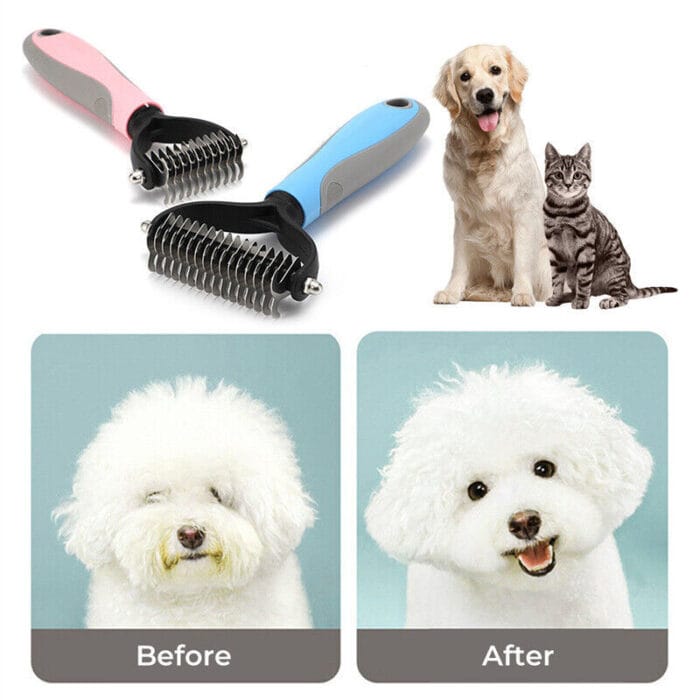 Grooming Brush For Pet Dog Cat Deshedding Tool Rake Comb Fur Remover